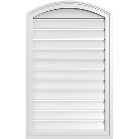 Ekena Millwork Arch Top Surface Mount PVC Gable Vent: Non-Functional, w/2"W x 1-1/2"P Brickmould Frame, 24"W x 36"H GVPAR24X3602SN